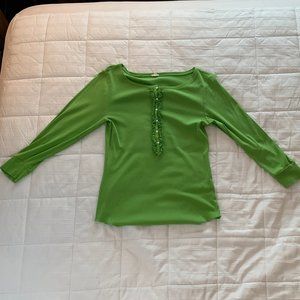 J. Cres Lime Green Knit Shirt w/ Button Front